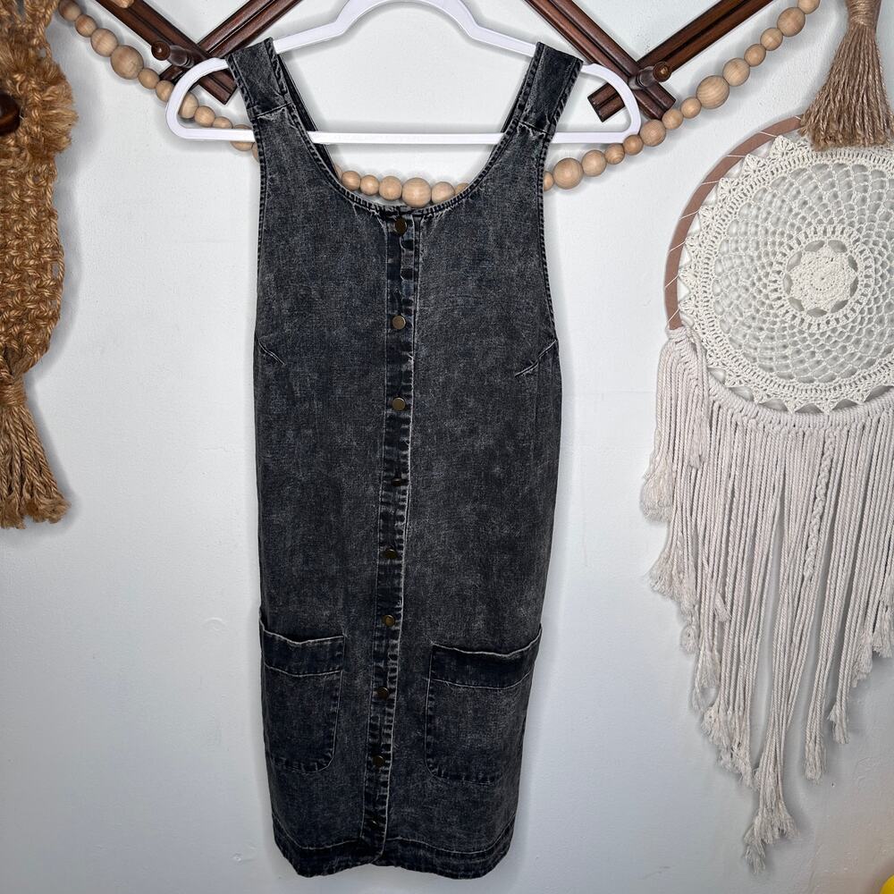 Free People Washed Black On Mute Wilderado Denim Mini Dress